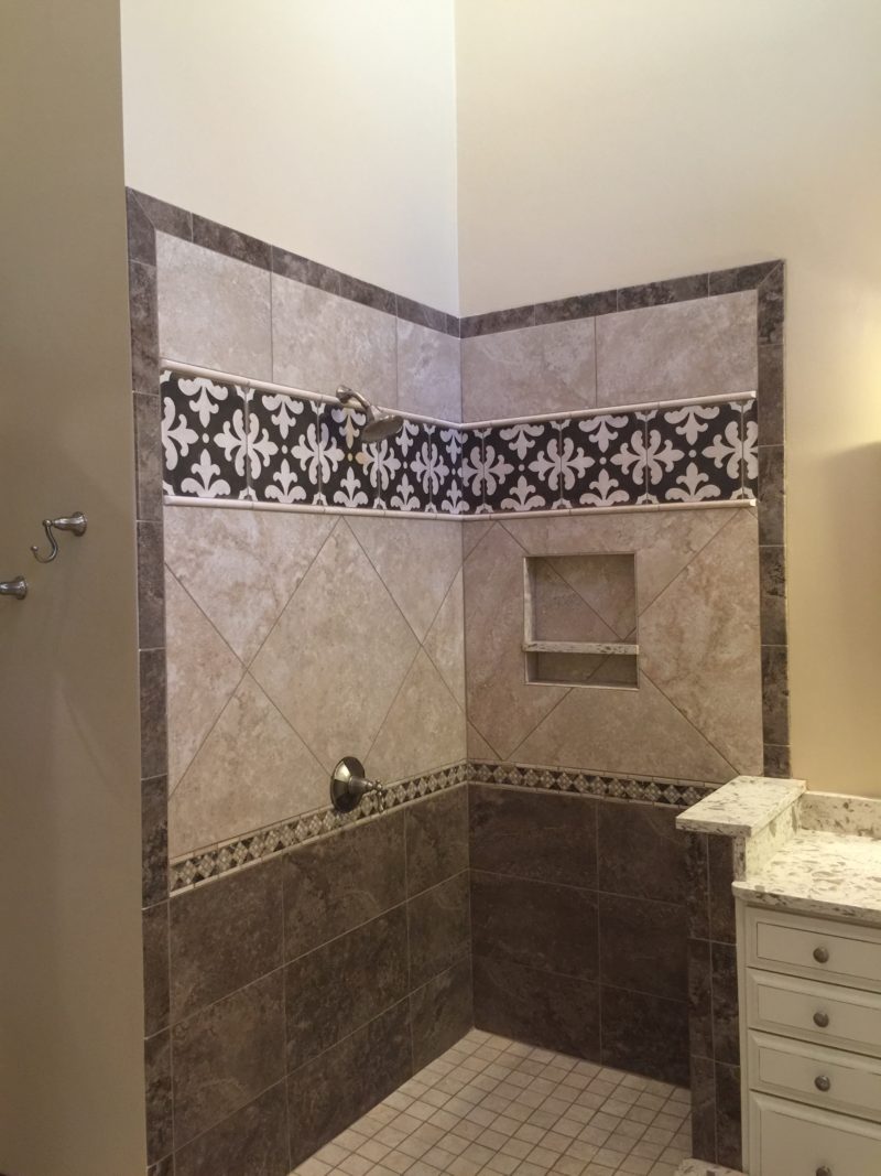 Bathroom Tile - Shower Stall  | Remodeling | Sunset Builders & Maintenance